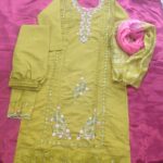 Elegant Mustard Embroidered Kurti Set with Dupatta